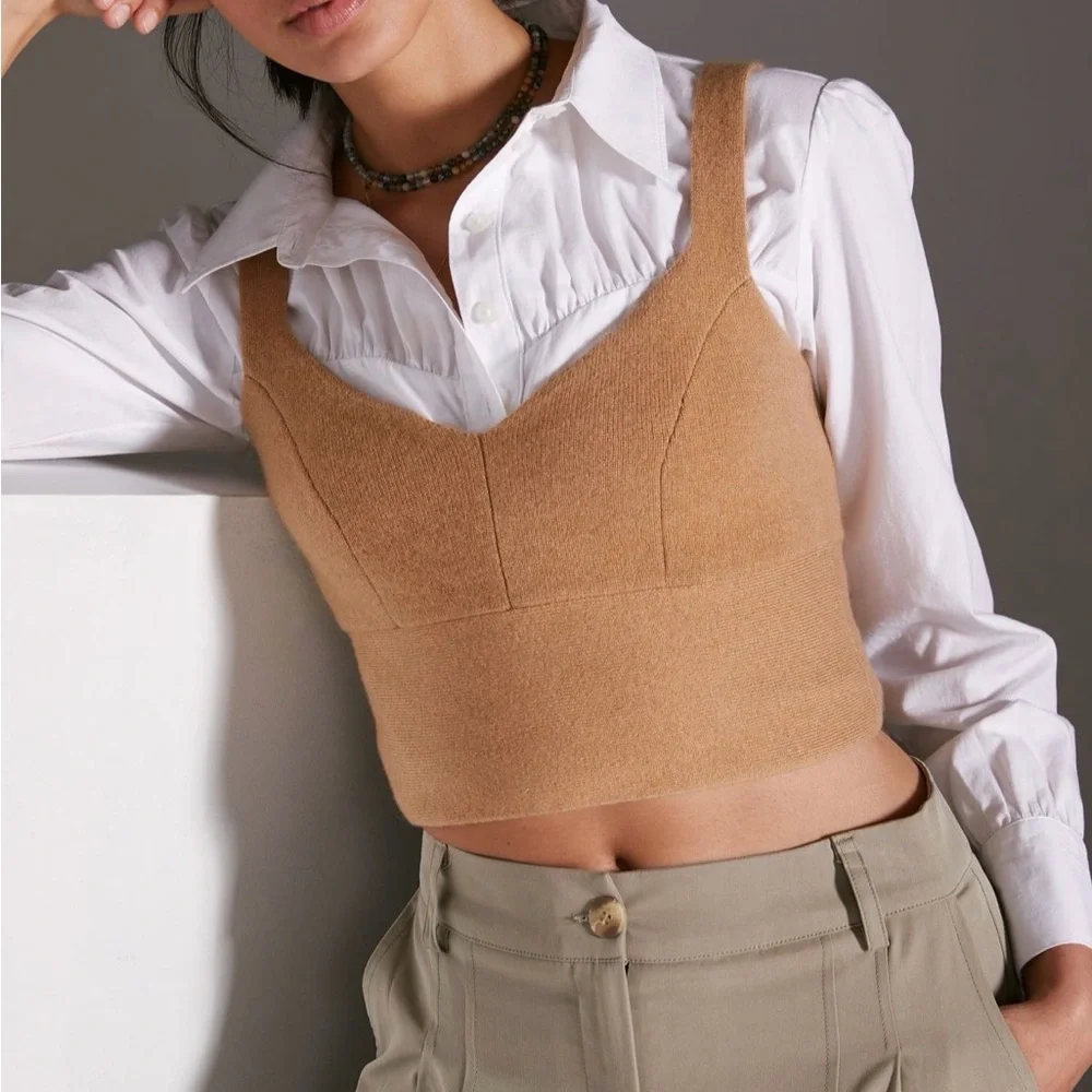 VGUC Anthropologie Cashmere Cropped Sweater Size S - Picture 2 of 7